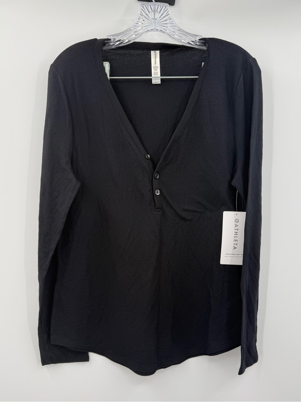 Athleta NWT Women’s Wind Down Black Sleep Top Size Large